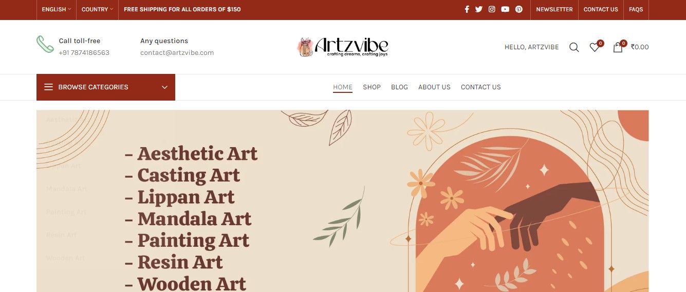  ArtzVibe  WordPress Website - by Sutariya Infotech 